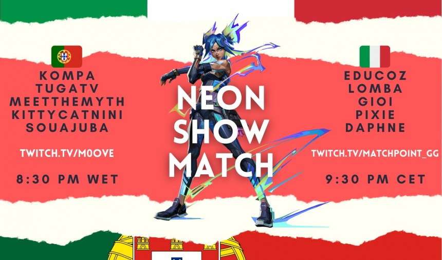 Imagem de Neon Show Match anunciado entre Portugal e Itália