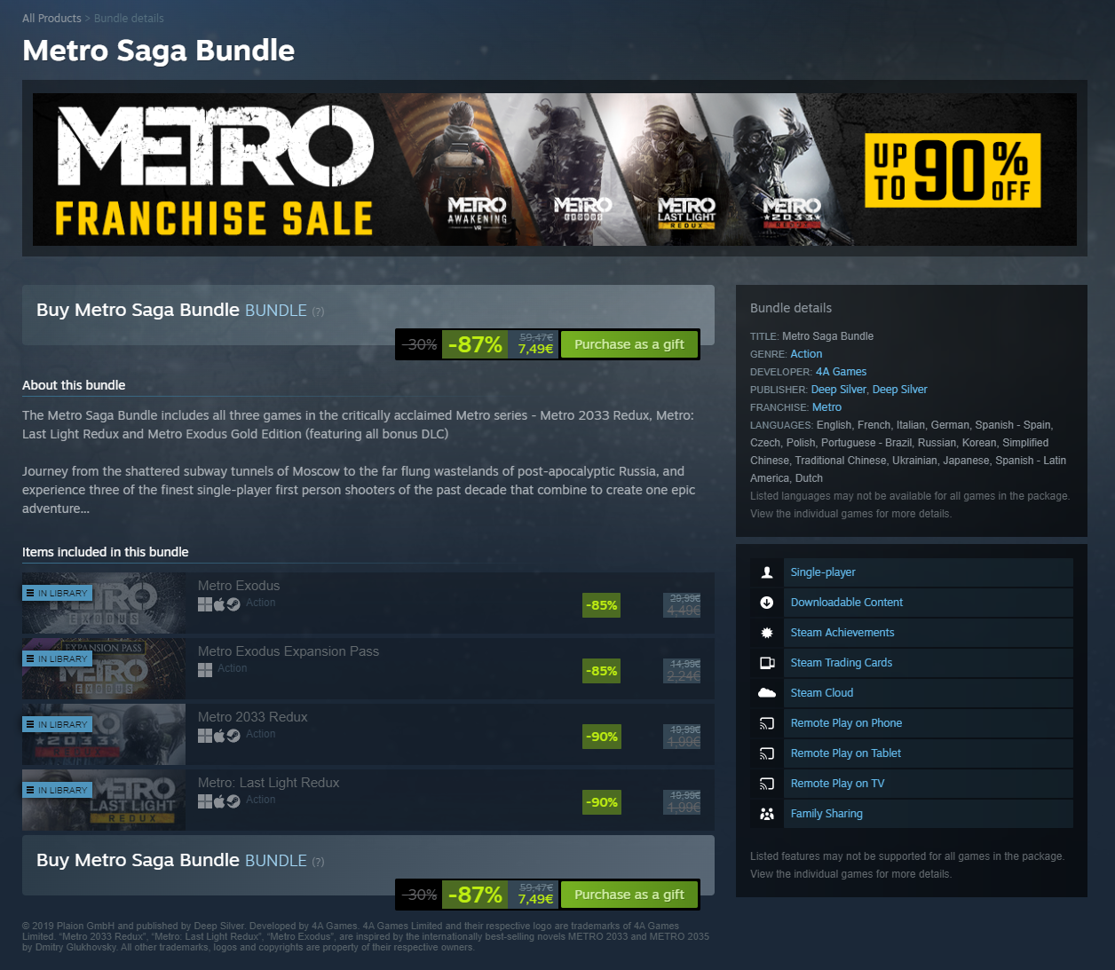 Metro Descontos Steam