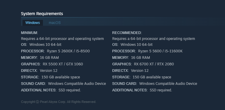 Requisitos Crimson Desert Steam