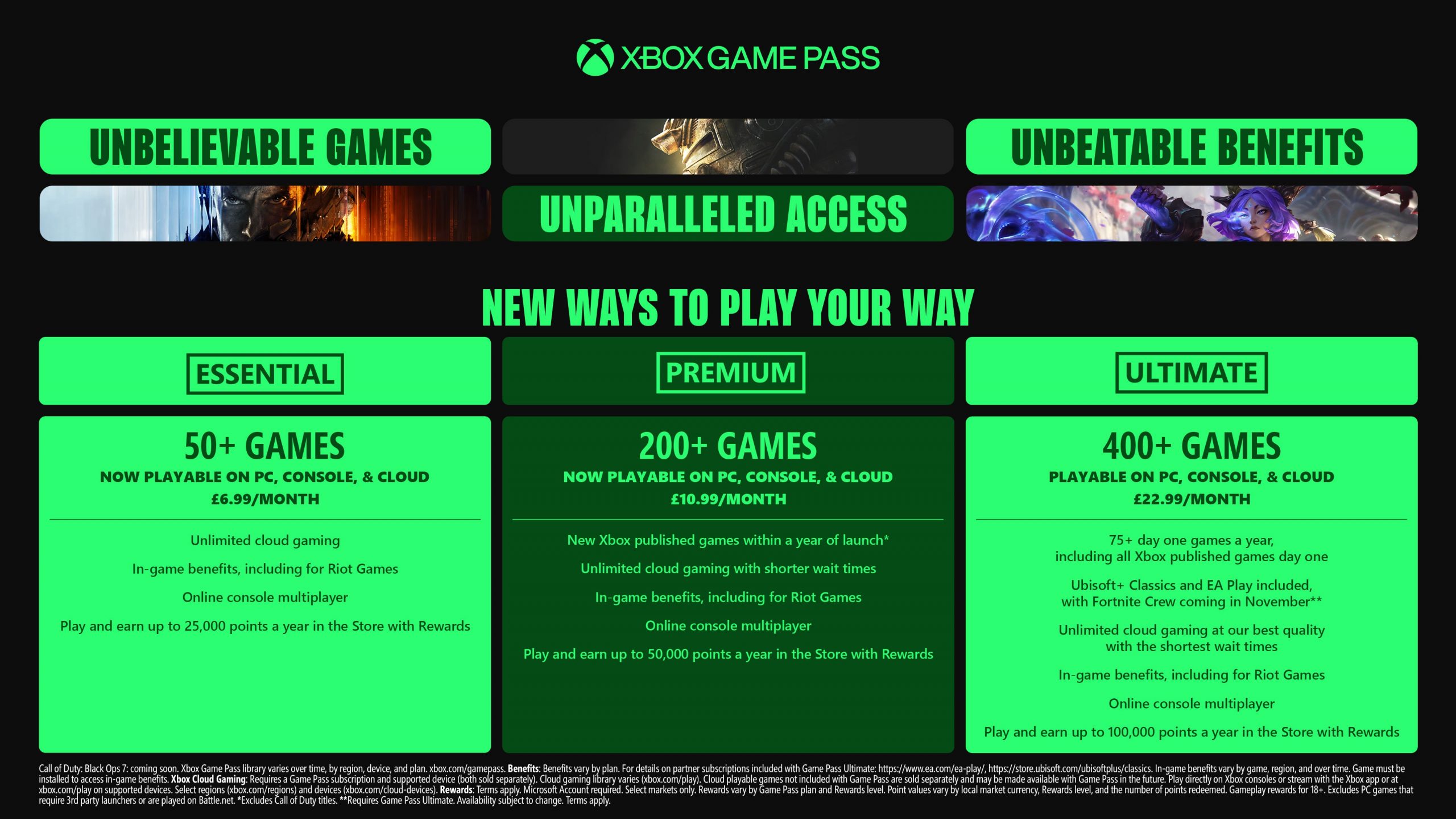 Xbox Game Pass Valores